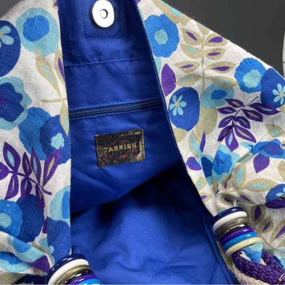 Tarnish Hobo Cloth Bag Purse Tote Outside Handbag Floral Spring Summer Vintage - Picture 6 of 7